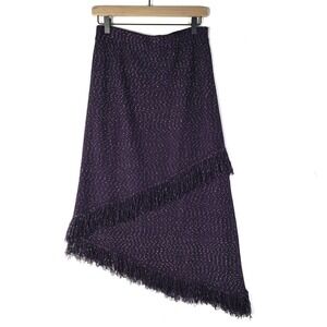 Purple Fringe Midi Skirt